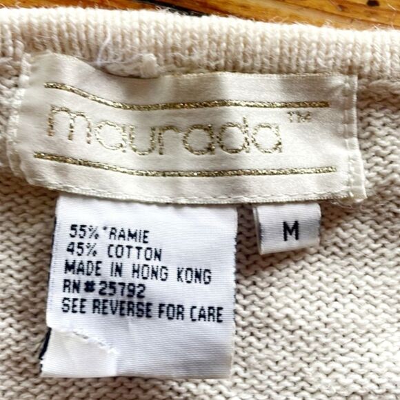 Maurada‎ Vintage Beaded Knit Sweater White Size Medium - Picture 2 of 5